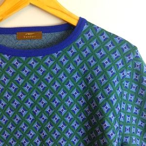 Royal Blue Forest Green 100%WOOL Ribbed Hourglass⌛Pattern Sweater Harajuku